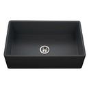 Houzer Black 33 x 20 in. No Hole Fireclay 1 Bowl Farmhouse Kitchen Sink 