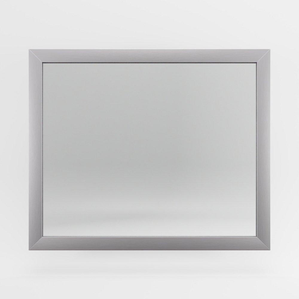 Jensen Satin Nickel 30 in. Rectangular Framed Mirror in Satin Nickel 