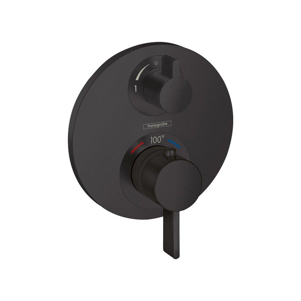 Two Handle Thermostatic Valve Trim with Integrated Diverter & Volume Control in Matte Black 
