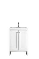 23-5/8 in. Floor Mount Vanity in Glossy White, Brushed Nickel with White Gloss