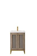 23-5/8 in. Floor Mount Vanity in Whitewashed Walnut, Radiant Gold with White Gloss