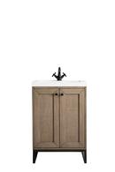 23-5/8 in. Floor Mount Vanity in Whitewashed Walnut, Matte Black with White Gloss