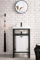 19-5/8 in. Floor Mount Vanity in Matte Black, Glossy White with White Gloss