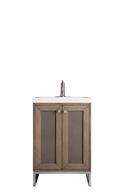 23-5/8 in. Floor Mount Vanity in Whitewashed Walnut, Brushed Nickel with White Gloss