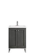 23-5/8 in. Floor Mount Vanity in Mineral Grey, Brushed Nickel with White Gloss