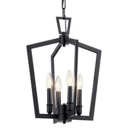 60W 4-Light Candelabra E-12 Incandescent Pendant Light in Black