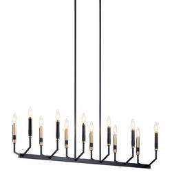 9-1/5 x 48-1/4 in. 60W 12-Light 1-Tier Foyer Light in Black