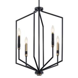 60W 4-Light Candelabra E-12 Incandescent Pendant Light in Black