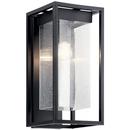 150W 1-Light 18-3/4 in. Outdoor Wall Sconce in Black with Silver