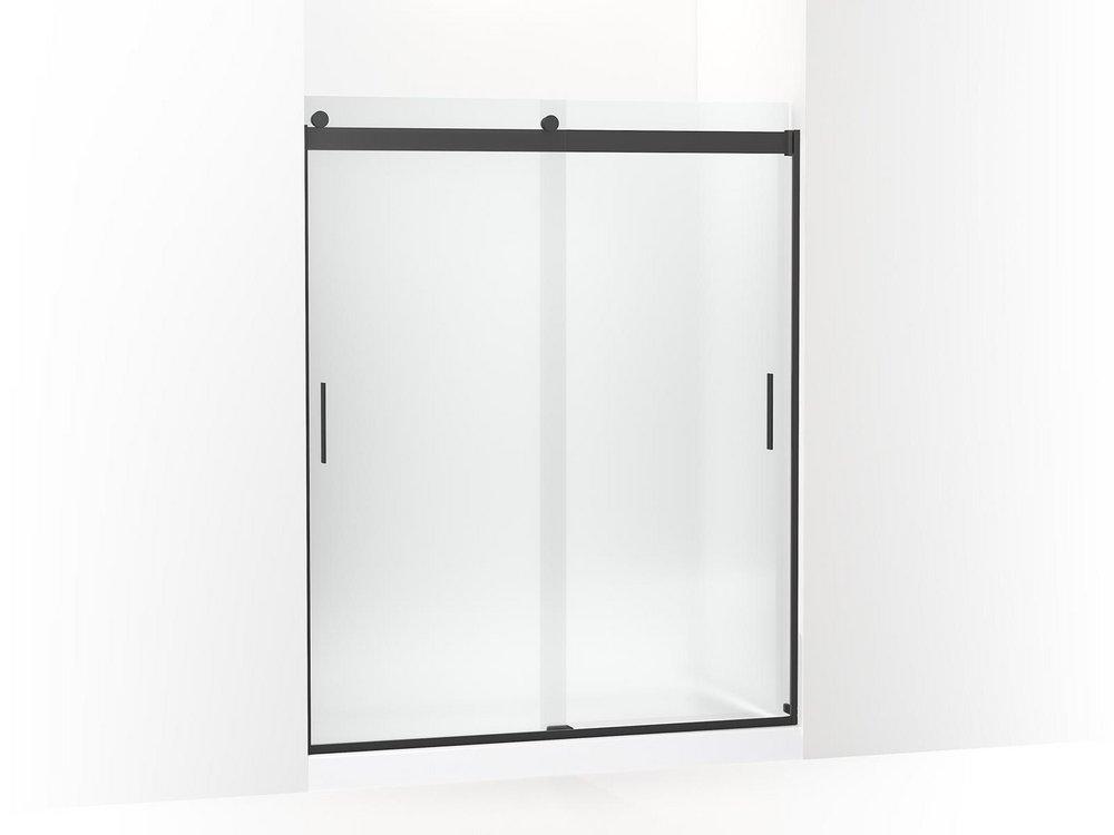 KOHLER Matte Black 74 x 59-5/8 in. Frameless Sliding Shower Door in Matte Black 