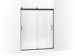 74 x 59-5/8 in. Frameless Sliding Frosted Glass Shower Door in Matte Black