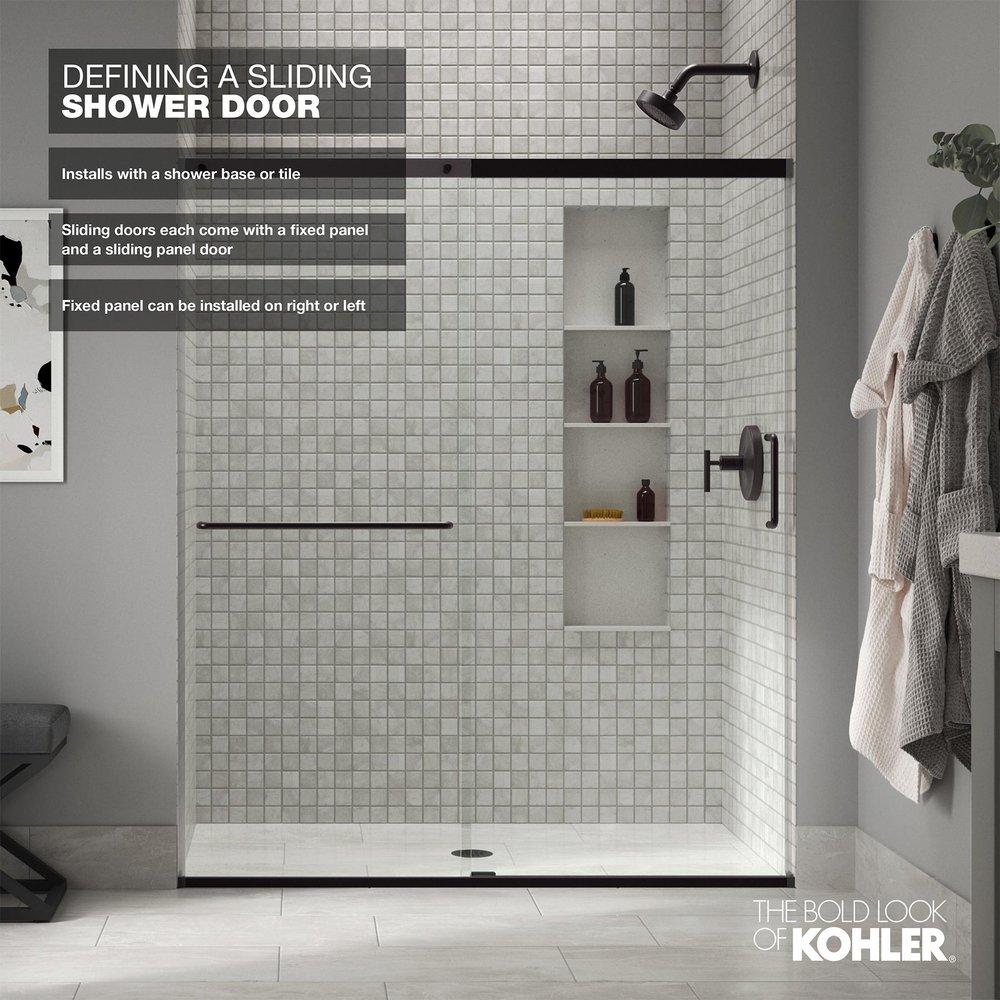 KOHLER Matte Black 74 x 59-5/8 in. Frameless Sliding Shower Door in Matte Black 