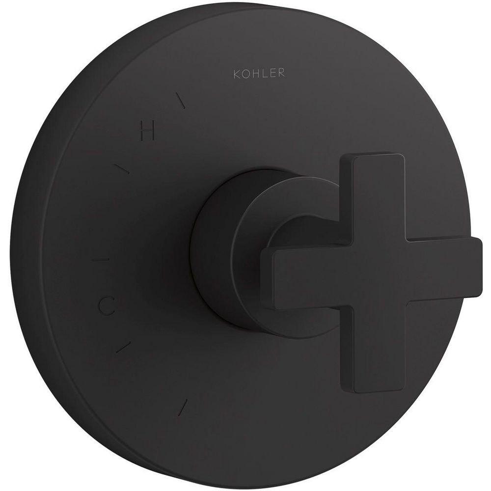 KOHLER Matte Black Single Handle Pressure Balancing Valve Trim 