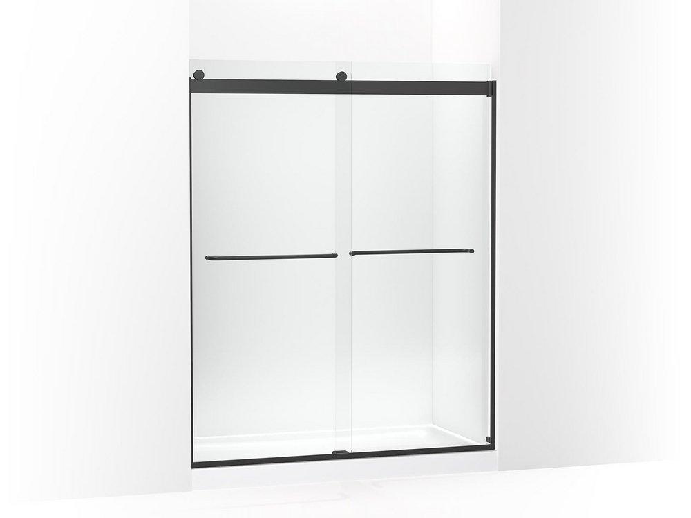 KOHLER Matte Black 74 in. Frameless Sliding Shower Door in Matte Black 