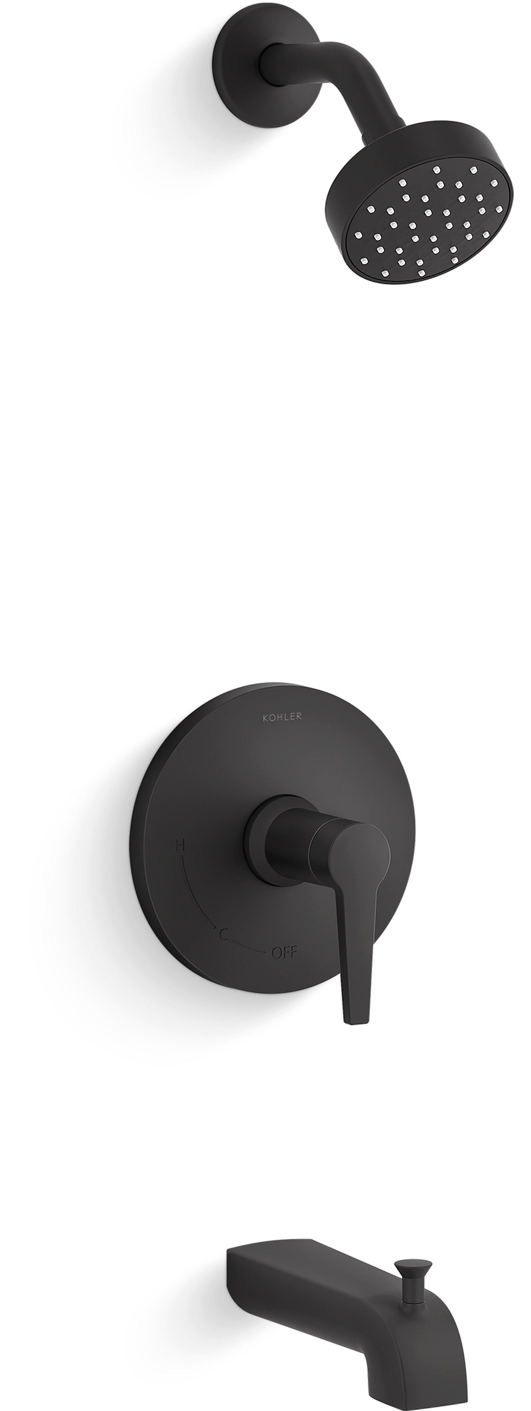 KOHLER Matte Black One Handle Single Function Bathtub & Shower Faucet (Trim Only) 