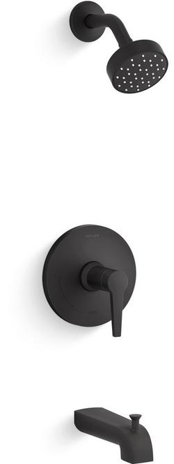 One Handle Single Function Bathtub & Shower Faucet in Matte Black (Trim Only)