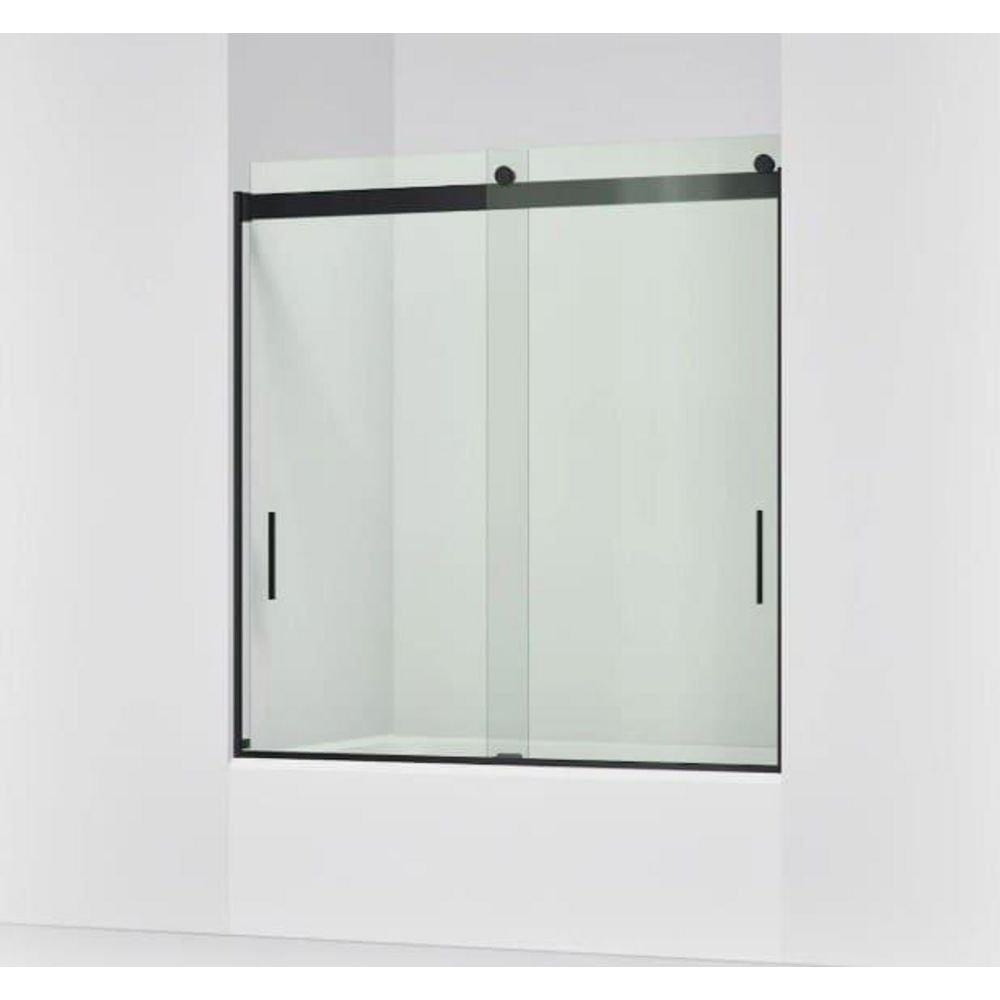 KOHLER Matte Black 59-5/8 in. Frameless Sliding Shower Door in Matte Black 