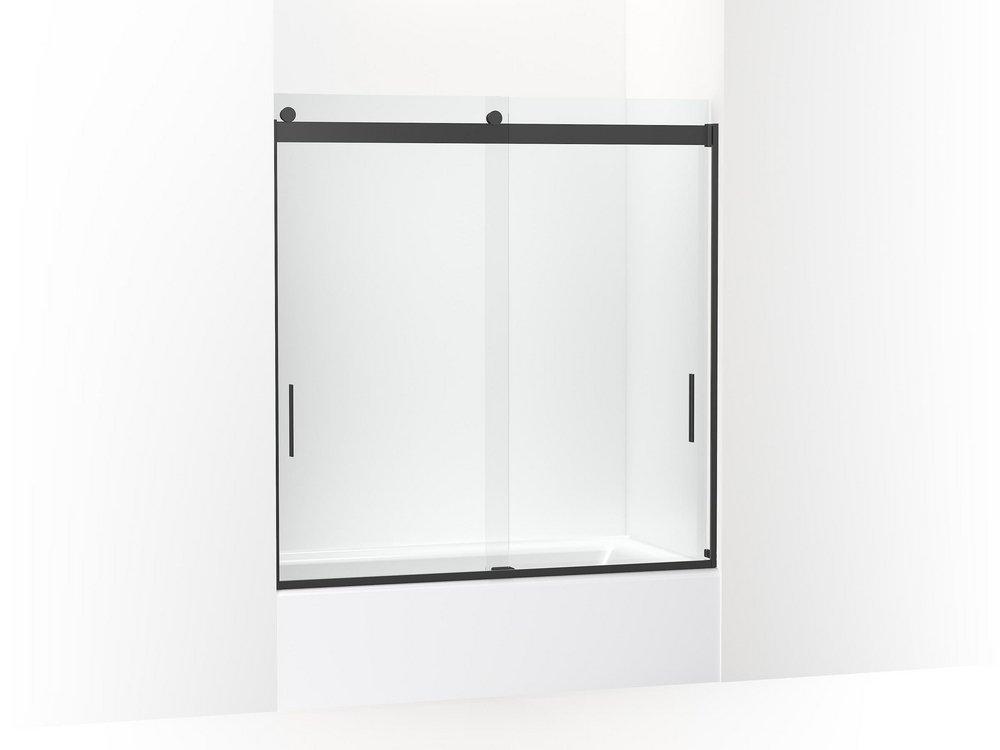 KOHLER Matte Black 59-5/8 in. Frameless Sliding Shower Door in Matte Black 