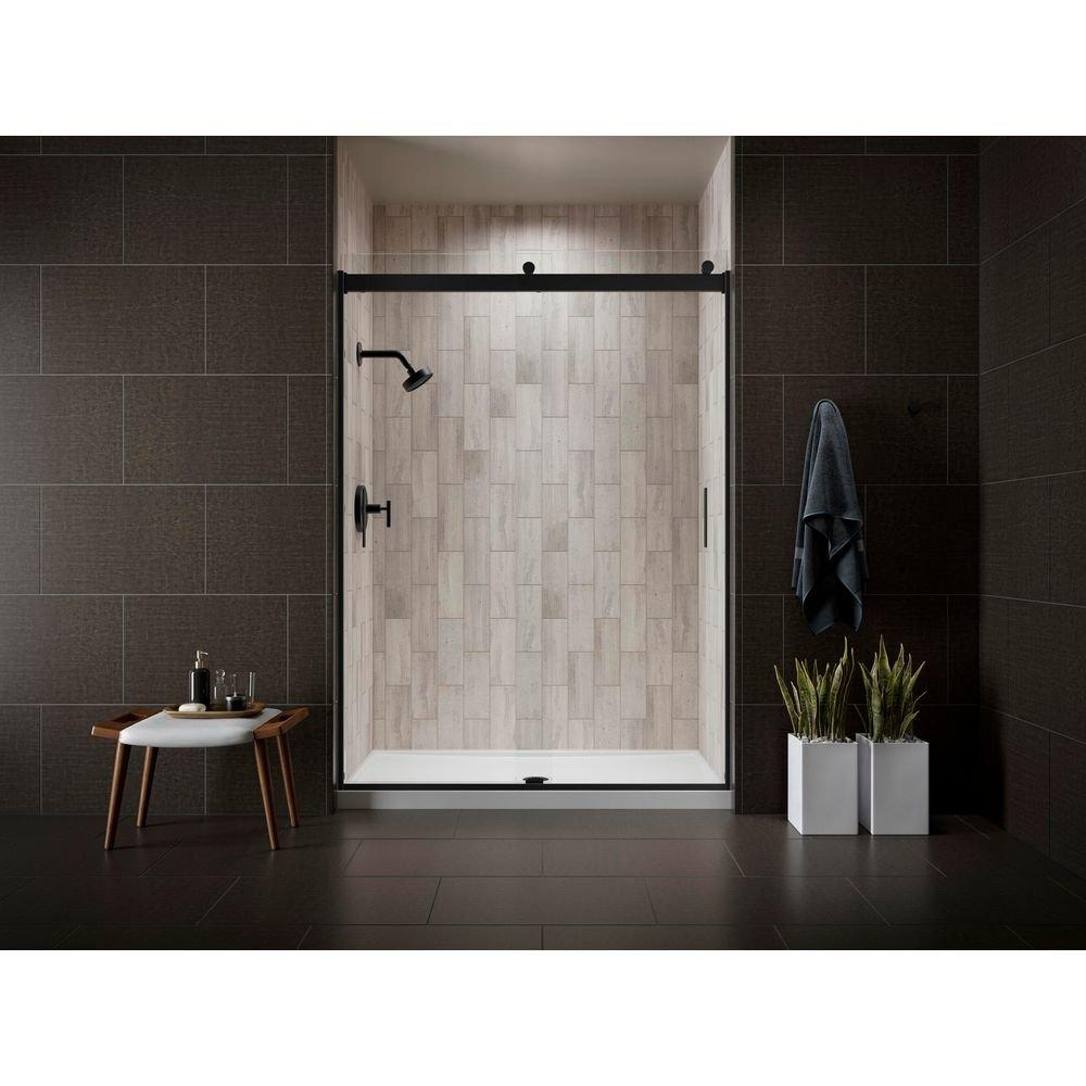 KOHLER Matte Black 59-5/8 in. Frameless Sliding Shower Door in Matte Black 
