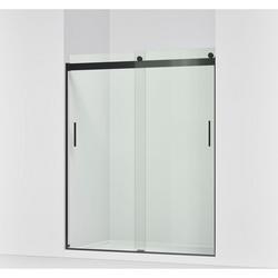 74 x 59-5/8 in. Frameless Sliding Clear Glass Shower Door in Matte Black
