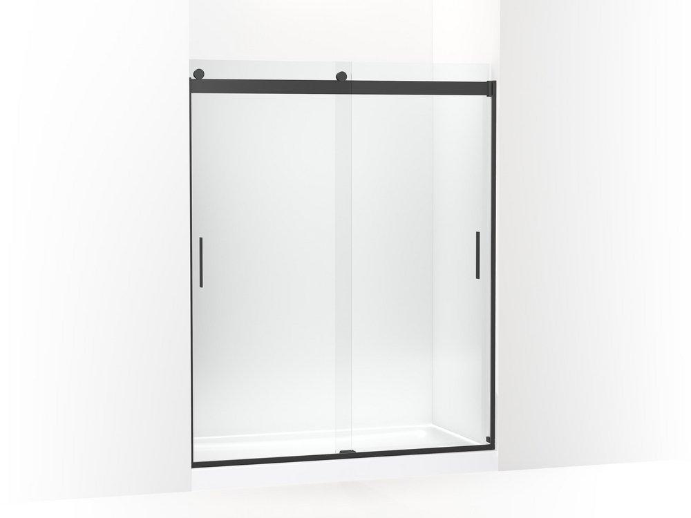KOHLER Matte Black 74 x 59-5/8 in. Frameless Sliding Shower Door in Matte Black 