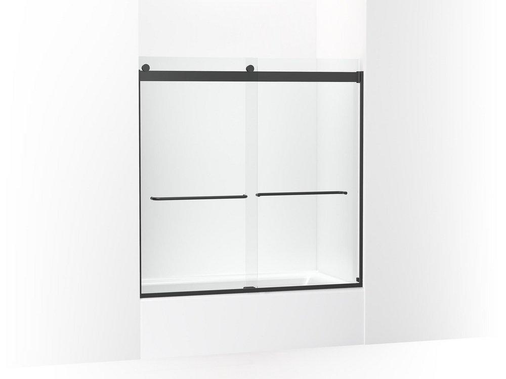 KOHLER Matte Black 59-5/8 in. Frameless Sliding Shower Door in Matte Black 