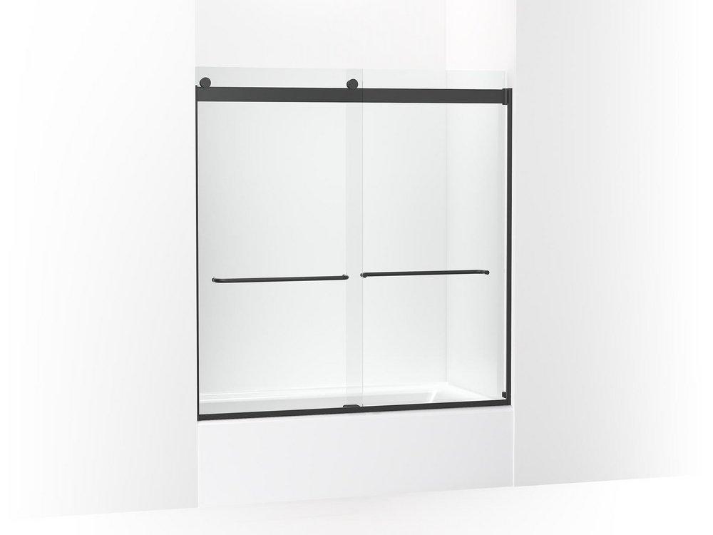 KOHLER Matte Black 59-5/8 in. Frameless Sliding Shower Door in Matte Black 
