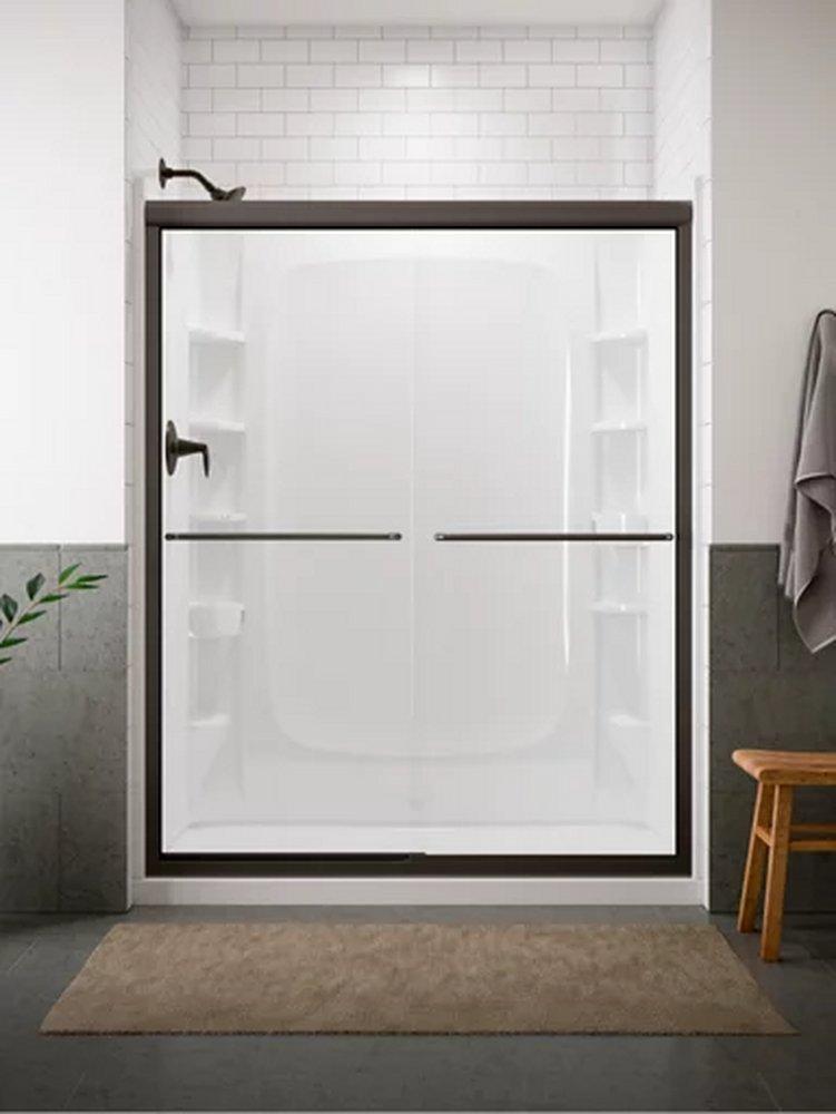 KOHLER Matte Black 74 x 59-5/8 in. Frameless Sliding Shower Door 