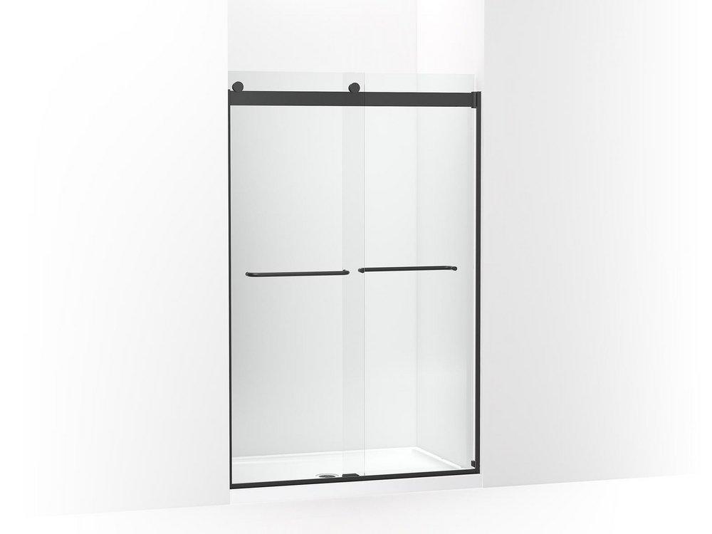 KOHLER Matte Black 74 in. Frameless Sliding Shower Door in Matte Black 