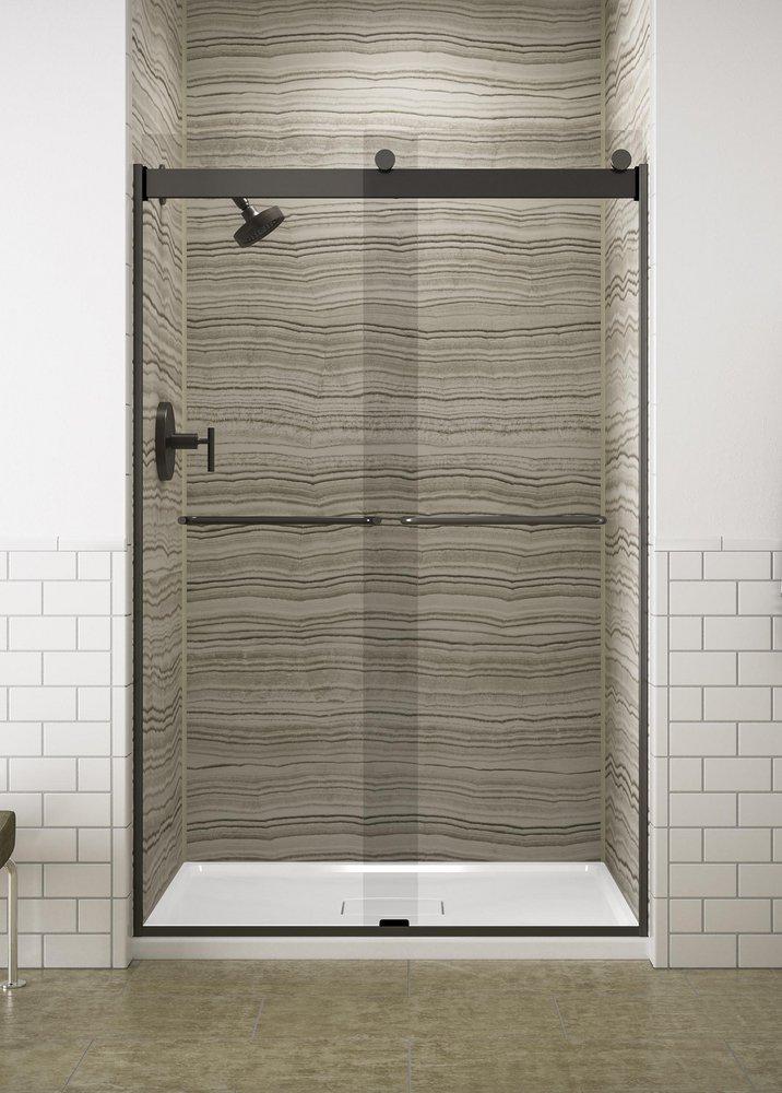 KOHLER Matte Black 74 in. Frameless Sliding Shower Door in Matte Black 