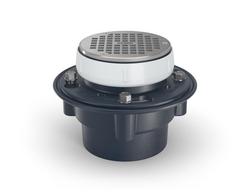 4 - 5 in. Push On Plastic Floor Drain with 6 in. Round Nickel Bronze Strainer