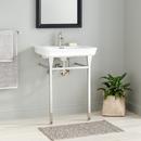 26-3/4 x 21-3/8 in. Rectangular Console Bathroom Sink in White with Stainless Steel Legs 