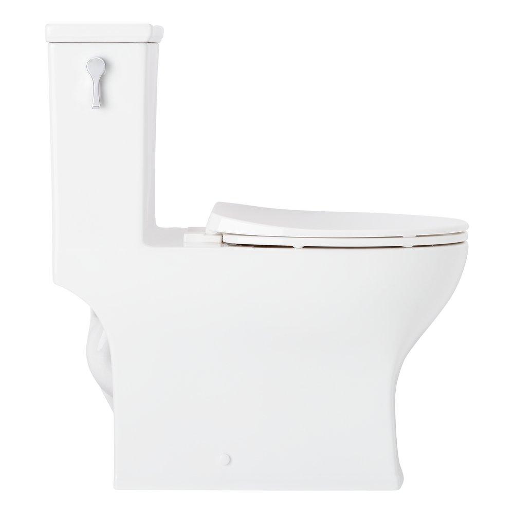 Signature Hardware White 1.28 gpf Elongated Floor Mount One Piece Toilet 