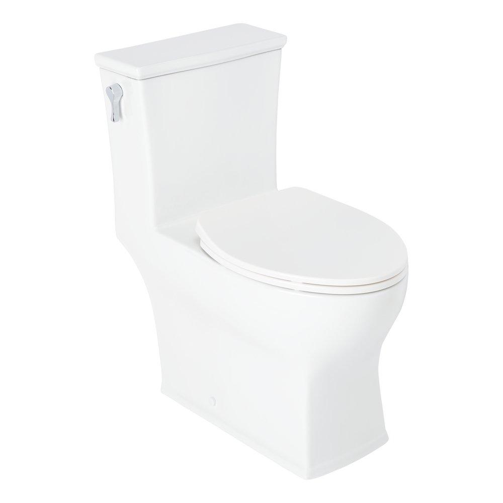 Signature Hardware White 1.28 gpf Elongated Floor Mount One Piece Toilet 