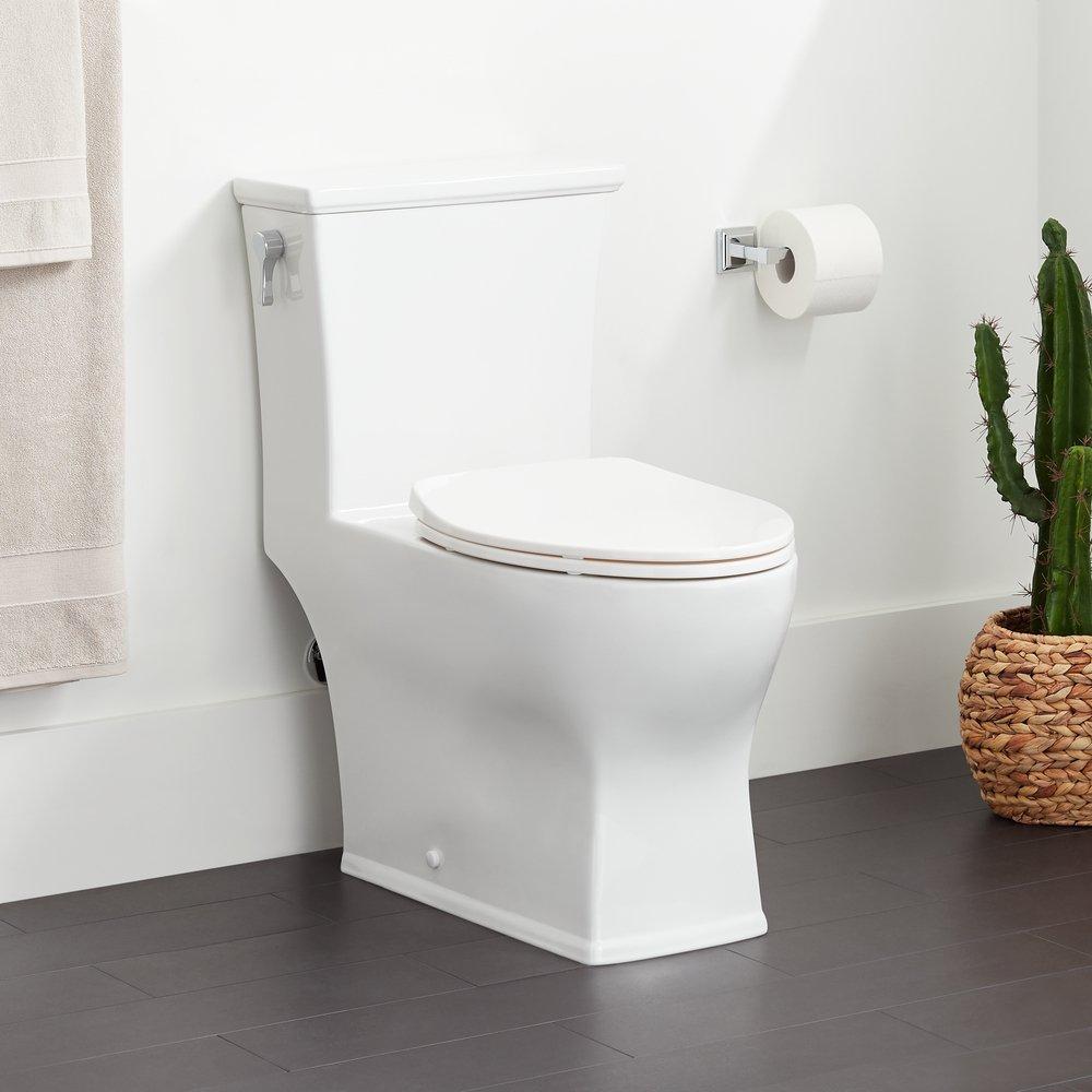 Signature Hardware White 1.28 gpf Elongated Floor Mount One Piece Toilet 