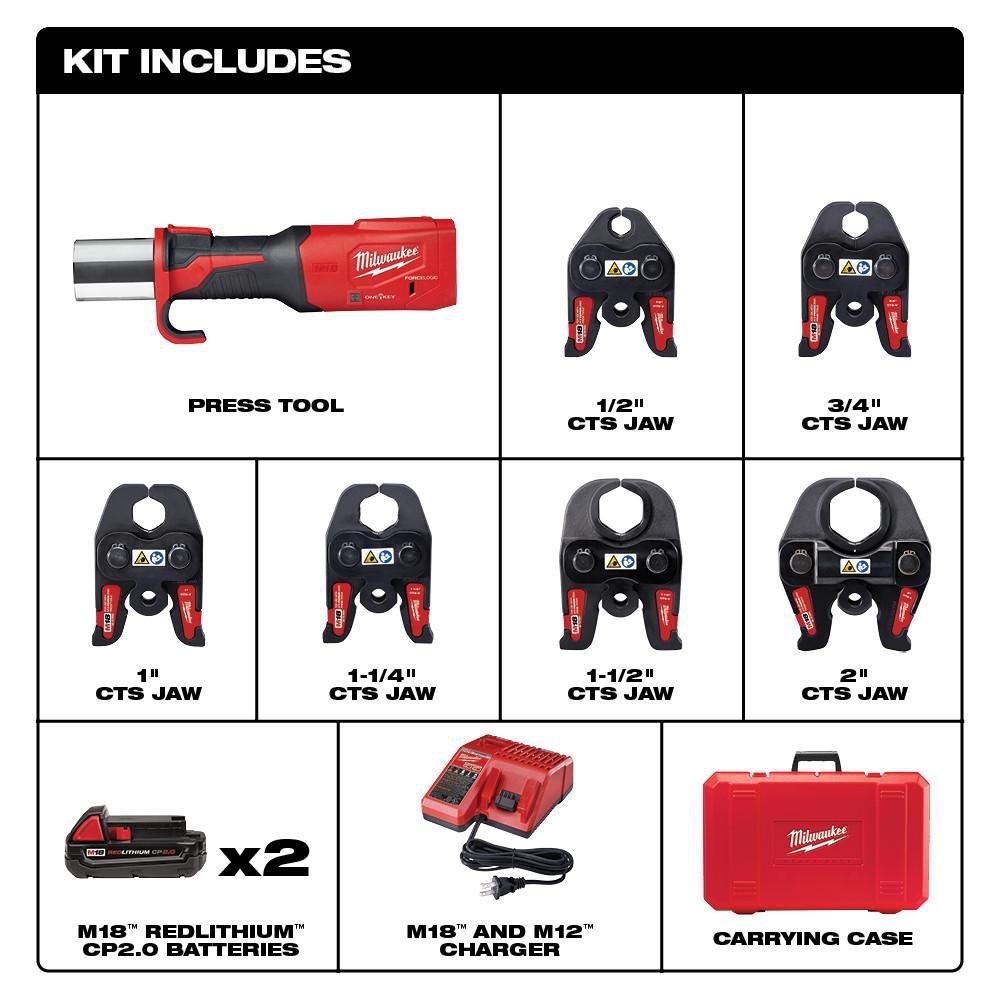 Milwaukee&reg; Red 0.5 - 2 in. Battery Press Tool 