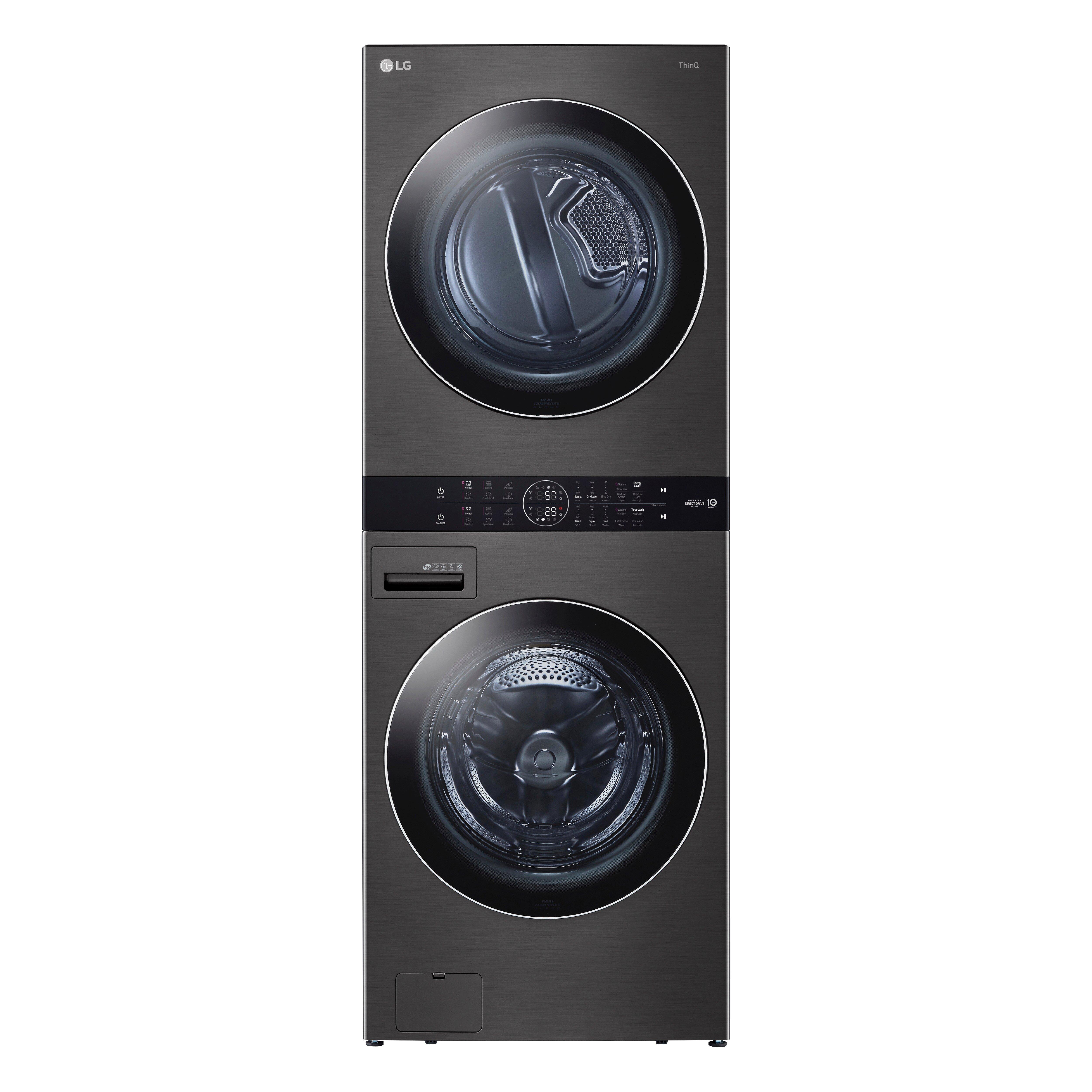 LG Black Steel 27 in. 120V 7.4 cu. ft. Gas Combination Washer & Dryers 