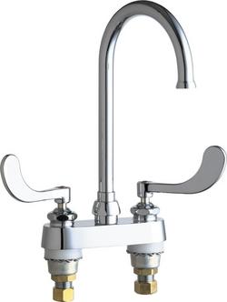 Two Handle Wristblade Deck Mount Service Faucet in Polished Chrome