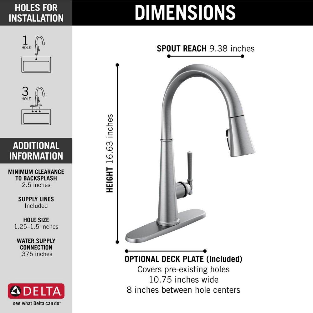 Delta Faucet Lumicoat&reg; Arctic Stainless Single Handle Pull Down Kitchen Faucet 