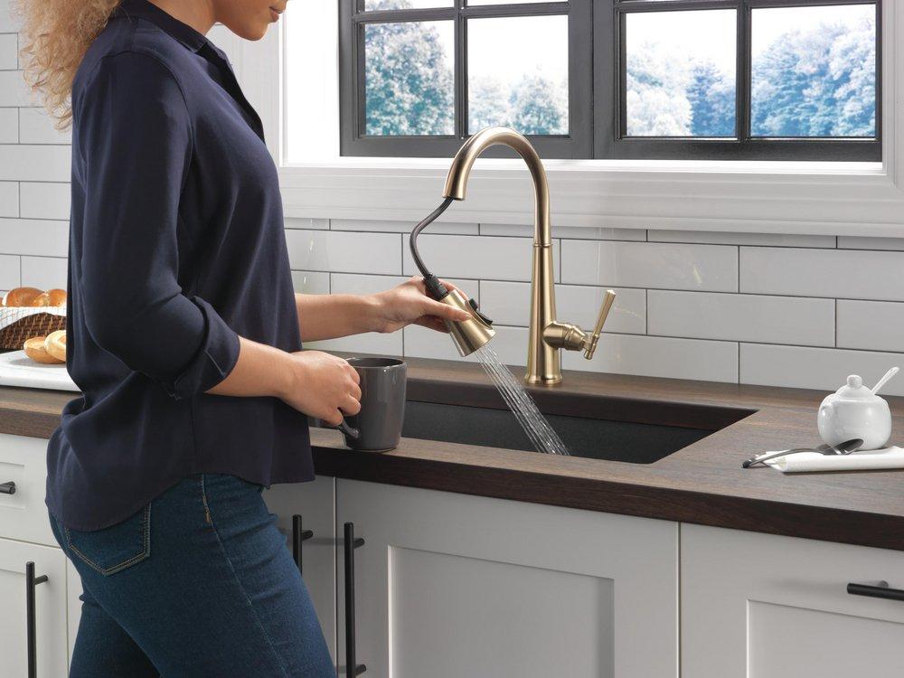 Delta Faucet Lumicoat&reg; Champagne Bronze Single Handle Pull Down Kitchen Faucet 