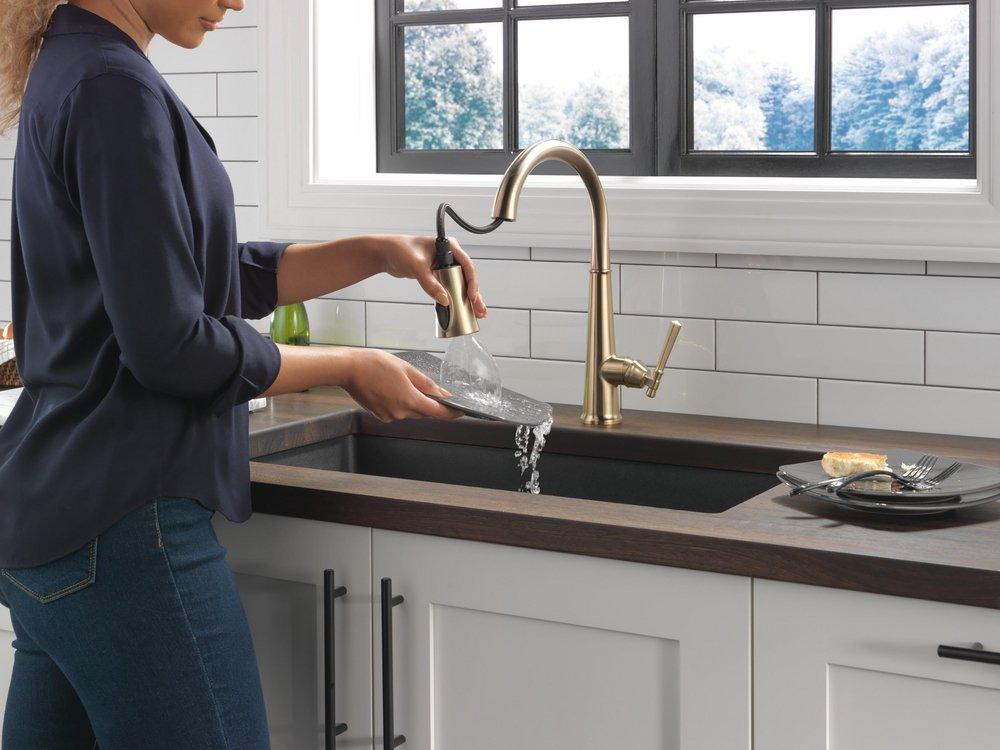 Delta Faucet Lumicoat Champagne Bronze Single Handle Pull Down Kitchen Faucet 