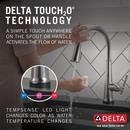 Delta Faucet Lumicoat Arctic Stainless Single Handle Pull Down Touch Activated Kitchen Faucet 