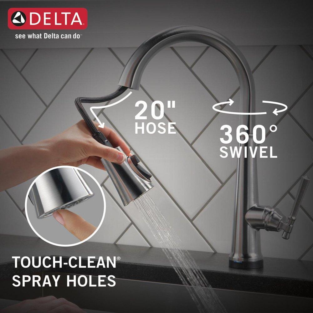 Delta Faucet Lumicoat Arctic Stainless Single Handle Pull Down Touch Activated Kitchen Faucet 