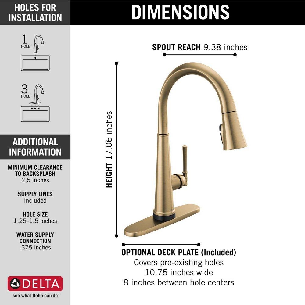 Delta Faucet Lumicoat Champagne Bronze Single Handle Pull Down Touch Activated Kitchen Faucet 