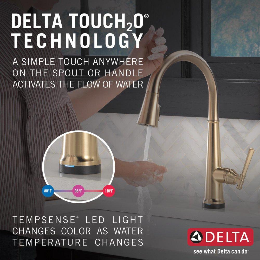 Delta Faucet Lumicoat Champagne Bronze Single Handle Pull Down Touch Activated Kitchen Faucet 