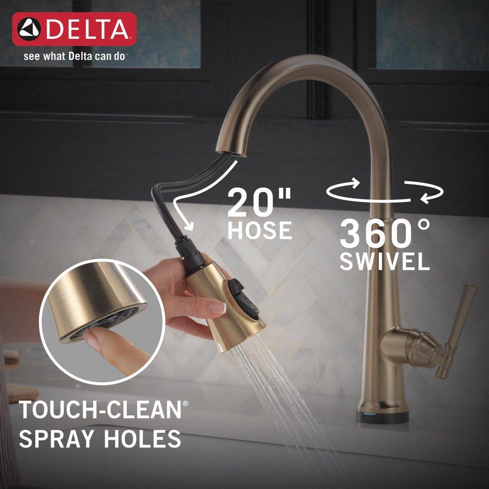 Delta Faucet Lumicoat Champagne Bronze Single Handle Pull Down Touch Activated Kitchen Faucet 
