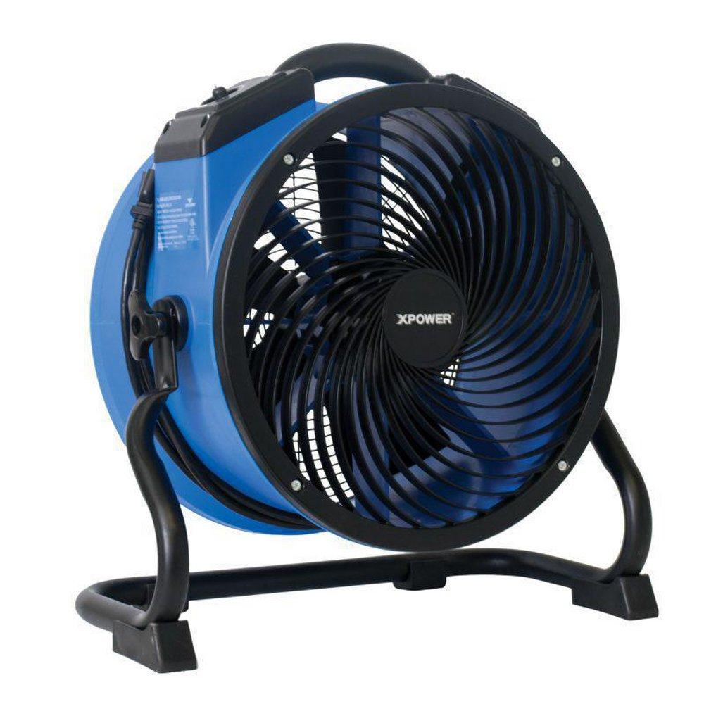 1/4 HP 2100 CFM 1.5 Amps 4-Speed 14 in Axial Air Circulator Fan with Built-in 3-Hour Timer in Blue 