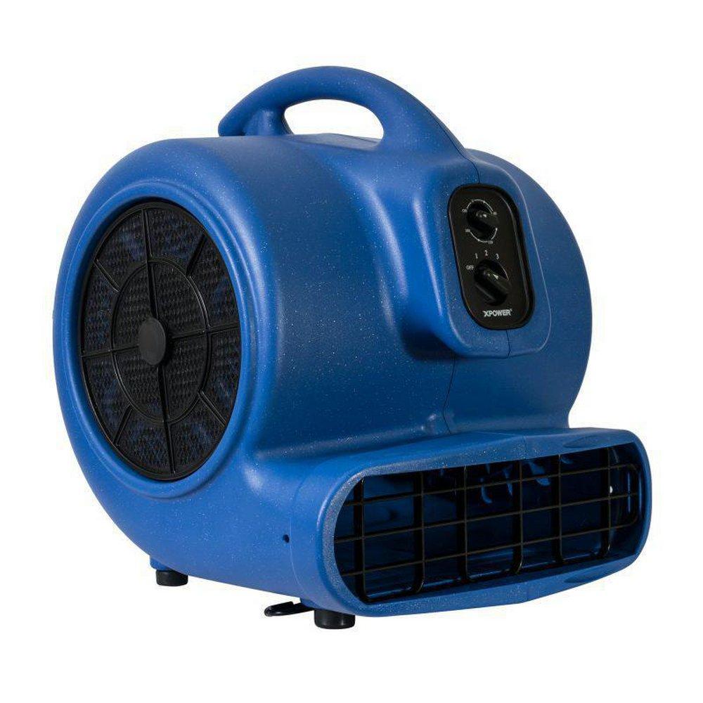3/4 HP 3200 CFM 7.5 Amps 3-Speed Centrifugal Air Mover with 3-Hour Timer & Washable Filter Kit in Blue 