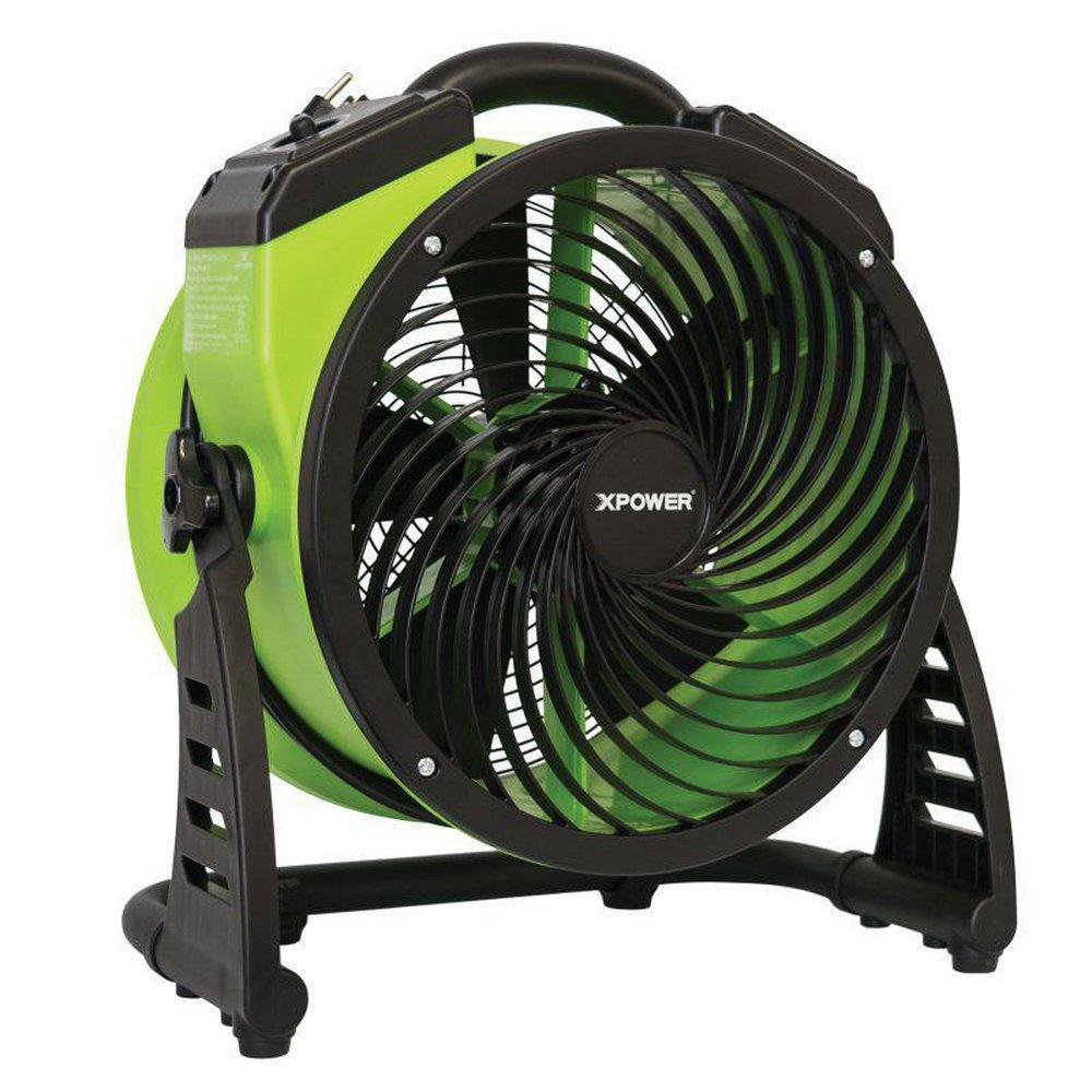 115 Watt 1300 CFM 1.0 Amp 4-Speed 12 in Axial Air Circulator Fan with Built-in 3-Hour Timer in Green 