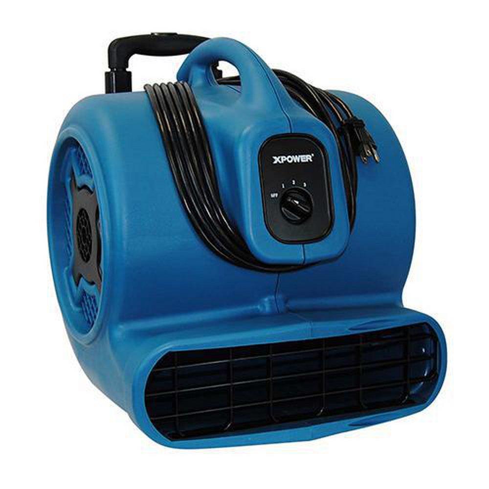 1 HP 3600 CFM 8.5 Amps 3-Speed Centrifugal Air Mover with Telescopic Handle & Wheels in Blue 